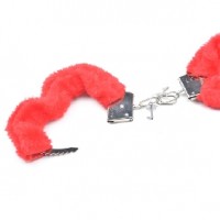 Fur Hand Cuffs Light Weight Red